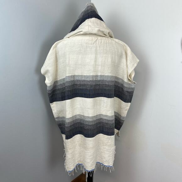 LemLem Gray Striped Debizaza Hooded Poncho Large NEW - Picture 11 of 14